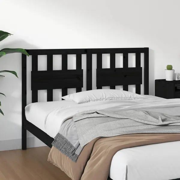 Gossi tablie de pat, negru, 145,5x4x100 cm, lemn masiv de pin
