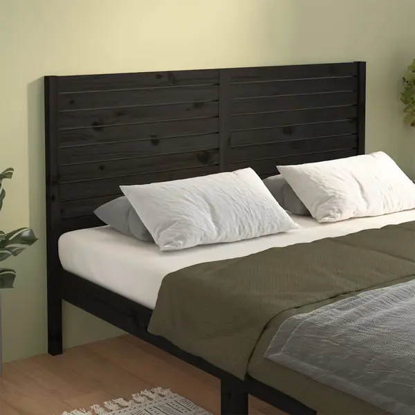 Gossi tablie de pat, negru, 146x4x100 cm, lemn masiv de pin