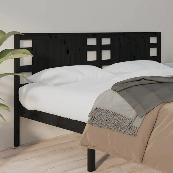 Gossi tablie de pat, negru, 146x4x100 cm, lemn masiv de pin