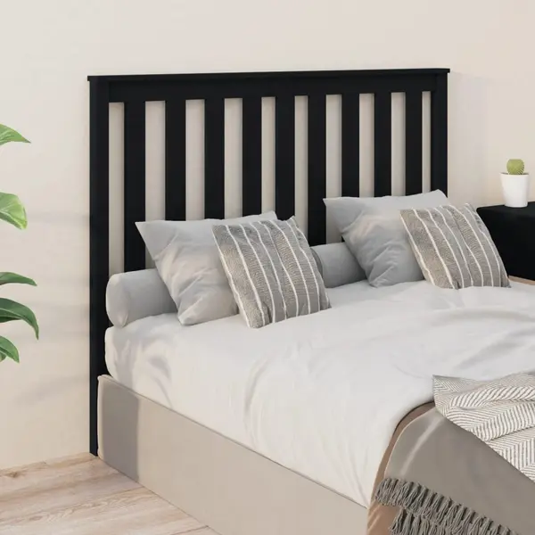 Gossi tablie de pat, negru, 146x6x101 cm, lemn masiv de pin