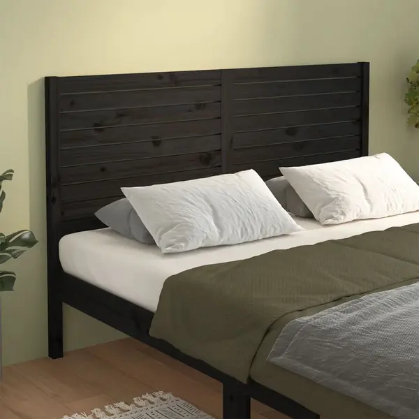 Gossi tablie de pat, negru, 156x4x100 cm, lemn masiv de pin