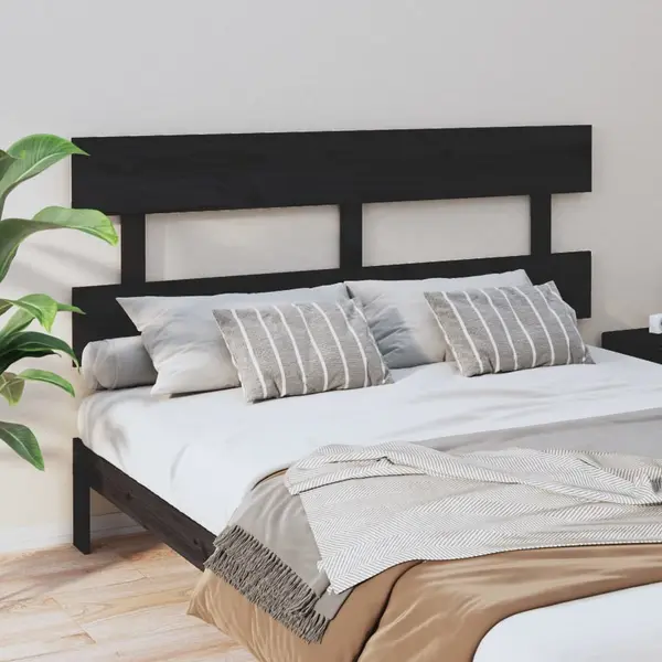 Gossi tablie de pat, negru, 164x3x81 cm, lemn masiv de pin