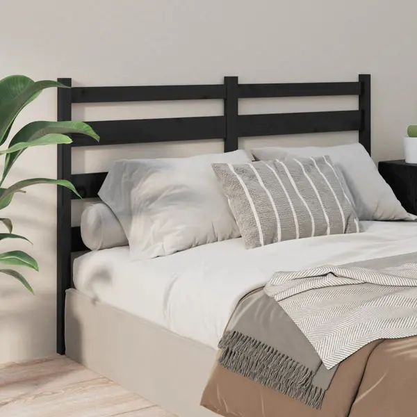 Gossi tablie de pat, negru, 166x4x100 cm, lemn masiv de pin