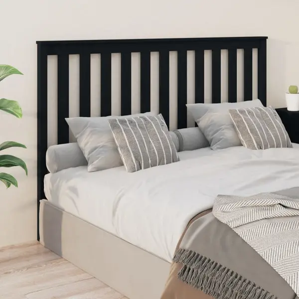 Gossi tablie de pat, negru, 166x6x101 cm, lemn masiv de pin