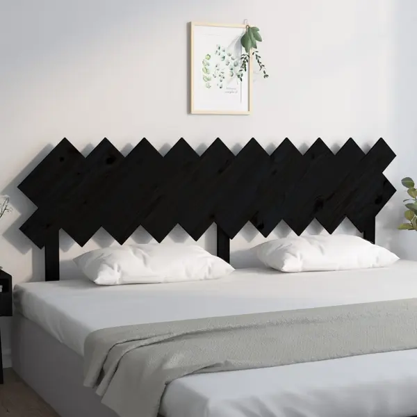 Gossi tablie de pat, negru, 196x3x80,5 cm, lemn masiv de pin