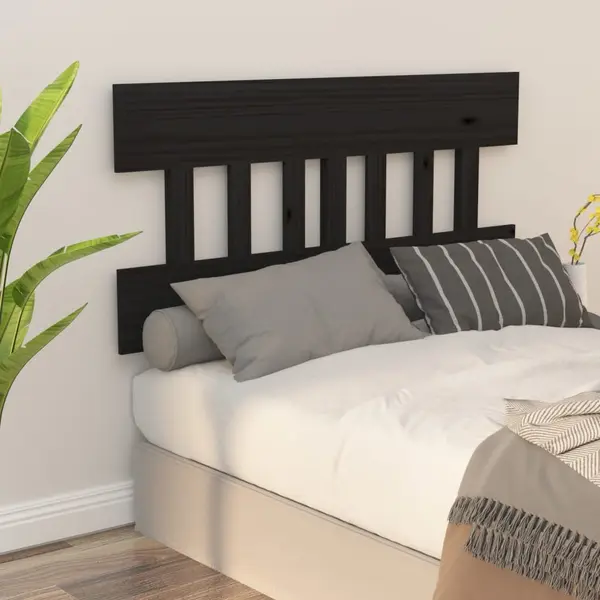 Gossi tablie de pat, negru, 203,5x3x81 cm, lemn masiv de pin