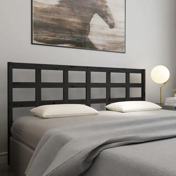 Gossi tablie de pat, negru, 205,5x4x100 cm, lemn masiv de pin