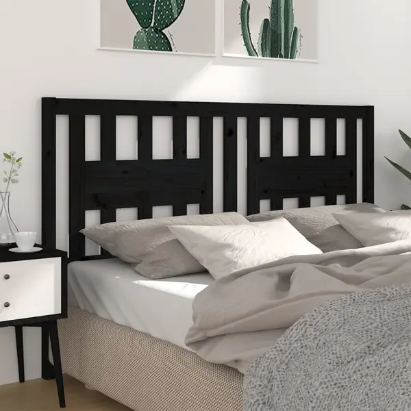 Gossi tablie de pat, negru, 206x4x100 cm, lemn masiv de pin