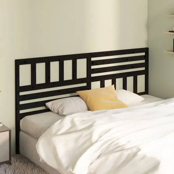 Gossi tablie de pat, negru, 206x4x100 cm, lemn masiv de pin
