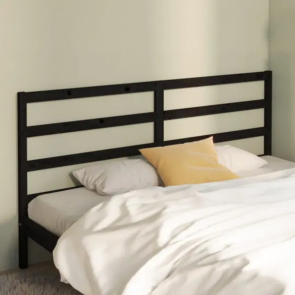 Gossi tablie de pat, negru, 206x4x100 cm, lemn masiv de pin