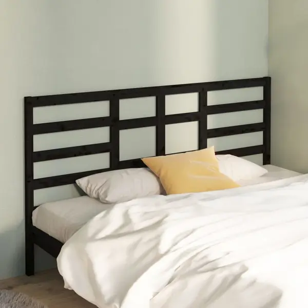 Gossi tablie de pat, negru, 206x4x104 cm, lemn masiv de pin