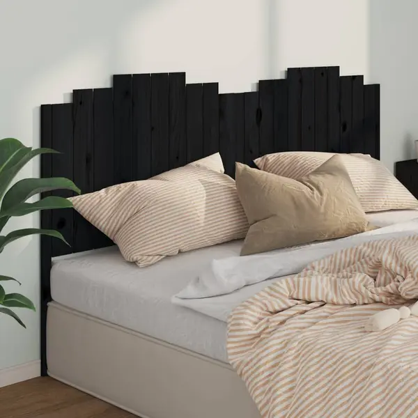 Gossi tablie de pat, negru, 206x4x110 cm, lemn masiv de pin