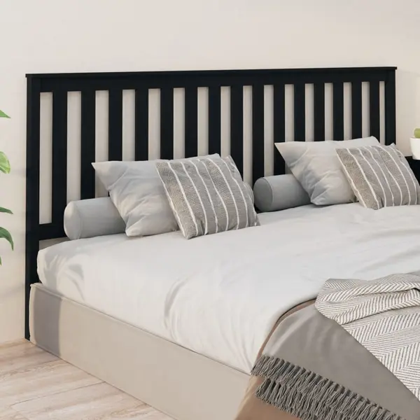 Gossi tablie de pat, negru, 206x6x101 cm, lemn masiv de pin