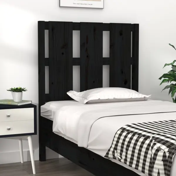 Gossi tablie de pat, negru, 80,5x4x100 cm, lemn masiv de pin