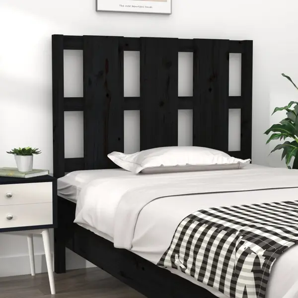 Gossi tablie de pat, negru, 95,5x4x100 cm, lemn masiv de pin