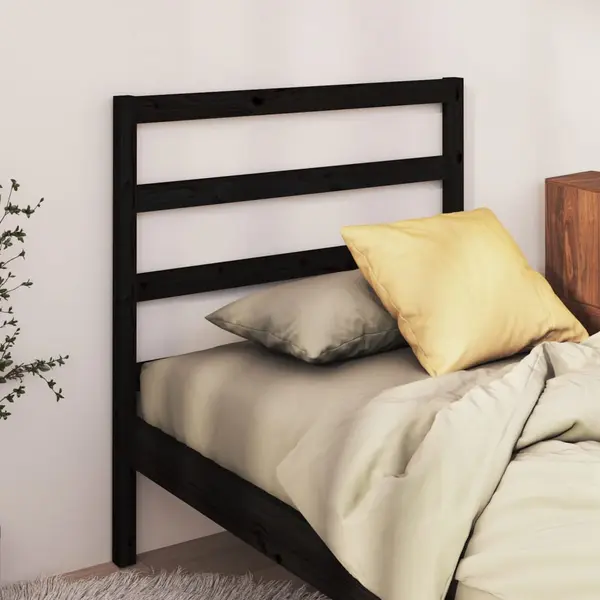 Gossi tablie de pat, negru, 95x4x100 cm, lemn masiv de pin