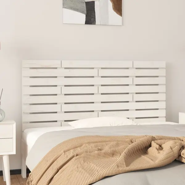 Gossi tablie de pat pentru perete, alb, 126x3x63 cm, lemn masiv pin