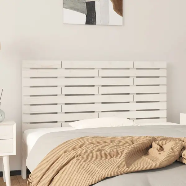 Gossi tablie de pat pentru perete, alb, 146x3x63 cm, lemn masiv pin