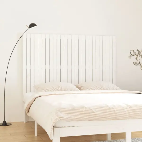 Gossi tablie de pat pentru perete, alb, 166x3x110 cm, lemn masiv pin