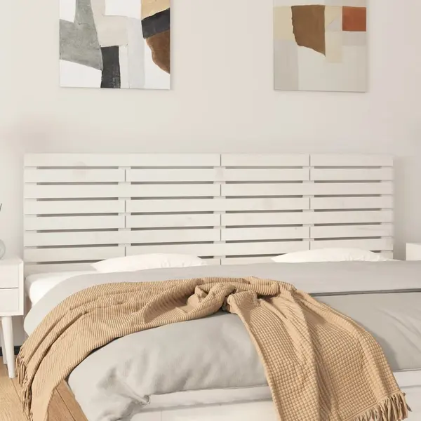 Gossi tablie de pat pentru perete, alb, 166x3x63 cm, lemn masiv pin