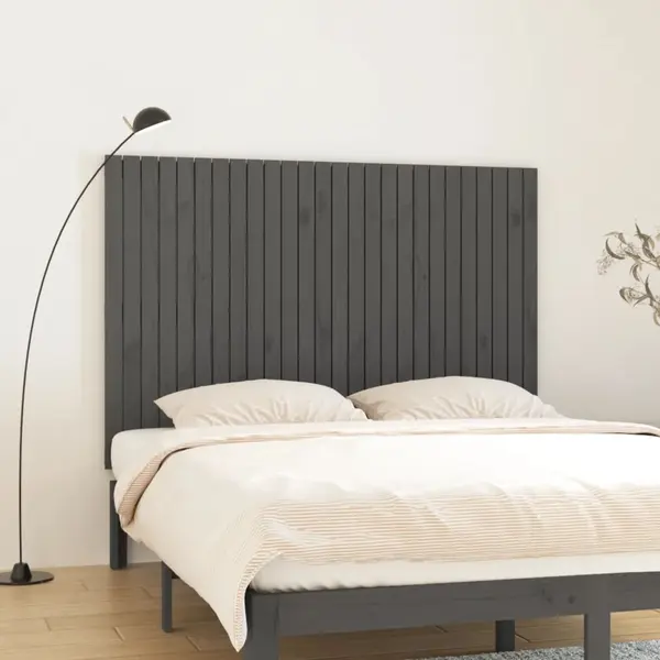 Gossi tablie de pat pentru perete, gri, 166x3x110 cm, lemn masiv pin