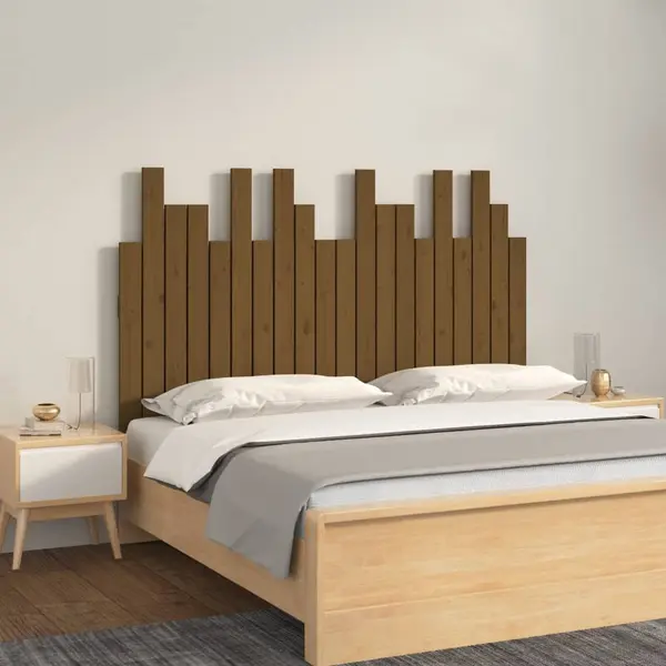 Gossi tablie de pat pentru perete, maro miere, 127,5x3x80 cm lemn pin