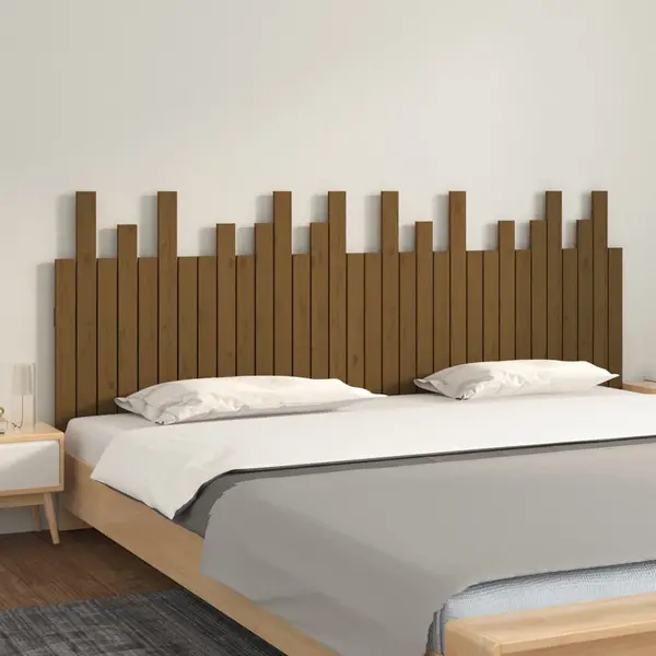 Gossi tablie de pat pentru perete, maro miere, 204x3x80 cm, lemn pin