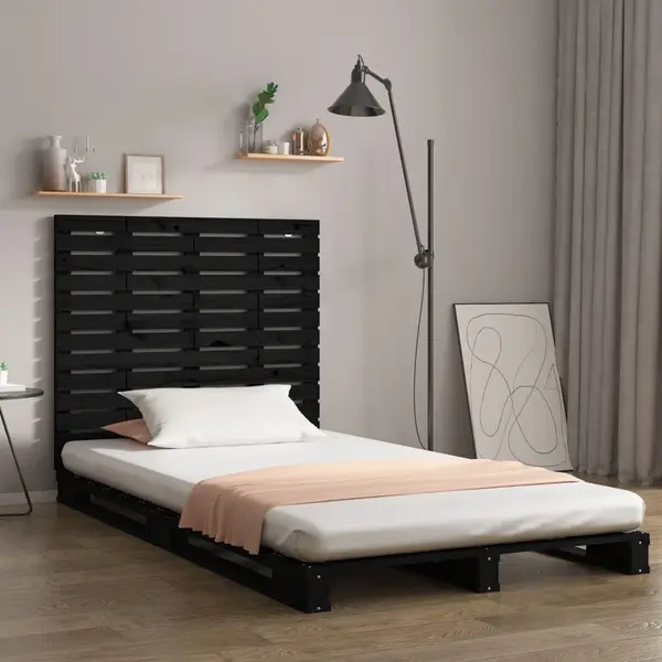 Gossi tablie de pat pentru perete, negru 126x3x91,5 cm lemn masiv pin