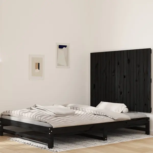 Gossi tablie de pat pentru perete, negru, 127,5x3x90 cm