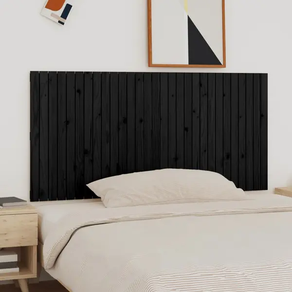 Gossi tablie de pat pentru perete, negru, 185x3x90 cm, lemn masiv pin