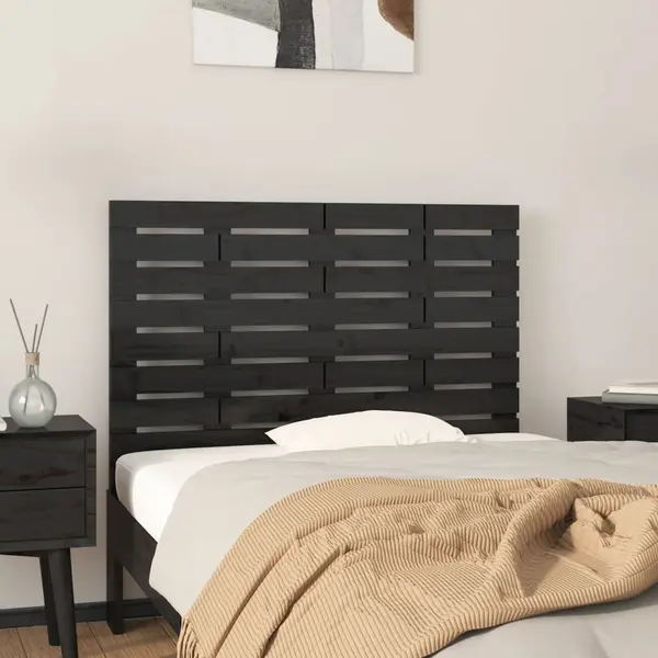 Gossi tablie de pat pentru perete, negru, 81x3x63 cm, lemn masiv pin