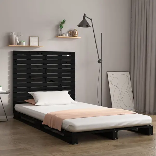 Gossi tablie de pat pentru perete, negru, 81x3x91,5 cm lemn masiv pin