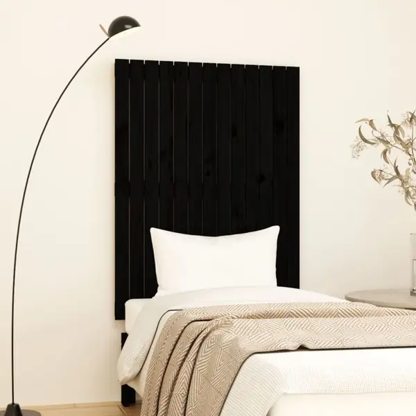 Gossi tablie de pat pentru perete, negru 82,5x3x110 cm lemn masiv pin