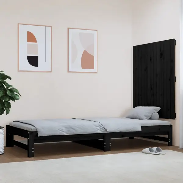 Gossi tablie de pat pentru perete, negru, 82,5x3x90 cm lemn masiv pin