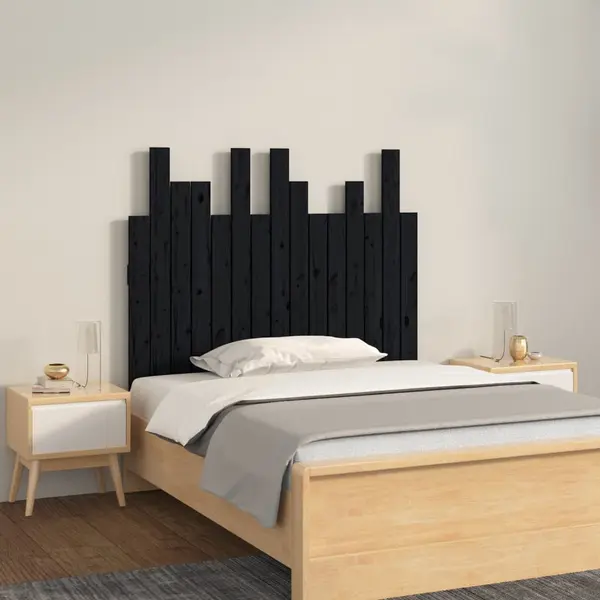 Gossi tablie de pat pentru perete, negru, 95,5x3x80 cm lemn masiv pin