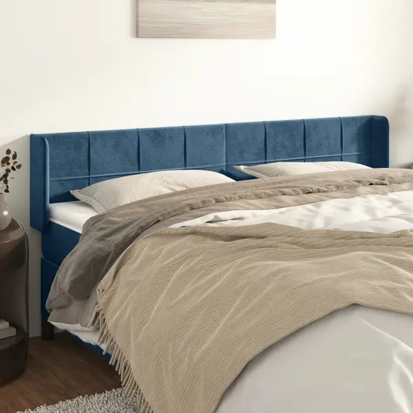 Gossi tablie pat cu aripioare albastru inchis 183x16x78/88 cm catifea