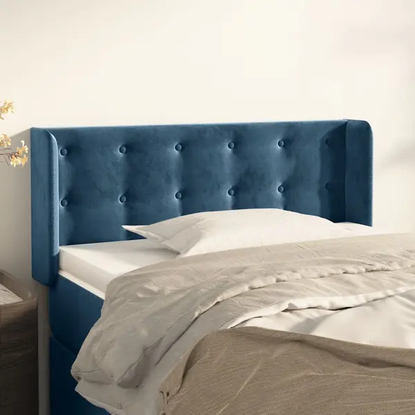 Gossi tablie pat cu aripioare albastru inchis 83x16x78/88 cm catifea