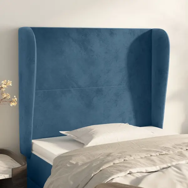Gossi tablie pat cu aripioare albastru inchis 83x23x118/128cm catifea