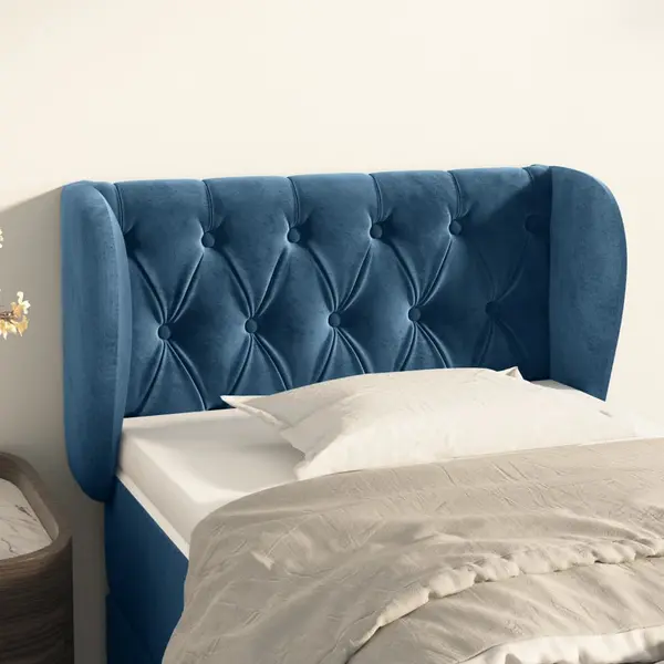 Gossi tablie pat cu aripioare albastru inchis 83x23x78/88 cm catifea