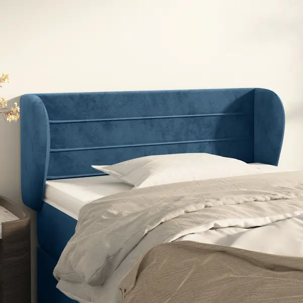 Gossi tablie pat cu aripioare albastru inchis 83x23x78/88 cm catifea