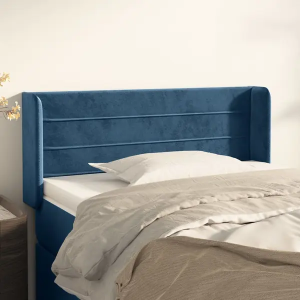 Gossi tablie pat cu aripioare albastru inchis 93x16x78/88 cm catifea