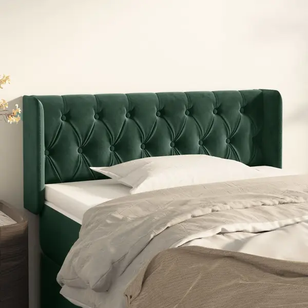Gossi tablie pat cu aripioare verde inchis 93x16x78/88 cm catifea