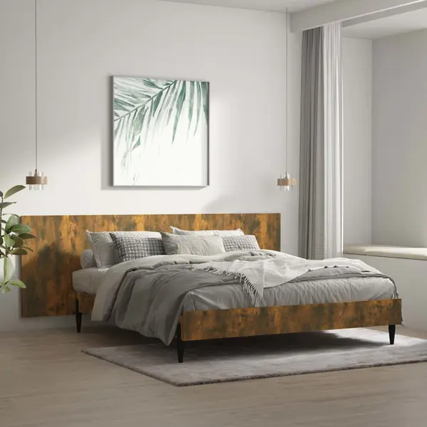 Gossi tablie pat de perete, stejar afumat 240x1,5x80 cm lemn compozit