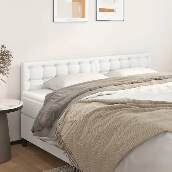 Gossi tablii de pat, 2 buc, alb, 90x5x78/88 cm, piele ecologica