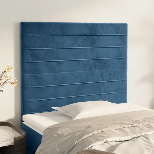 Gossi tablii de pat, 2 buc, albastru inchis, 80x5x78/88 cm, catifea