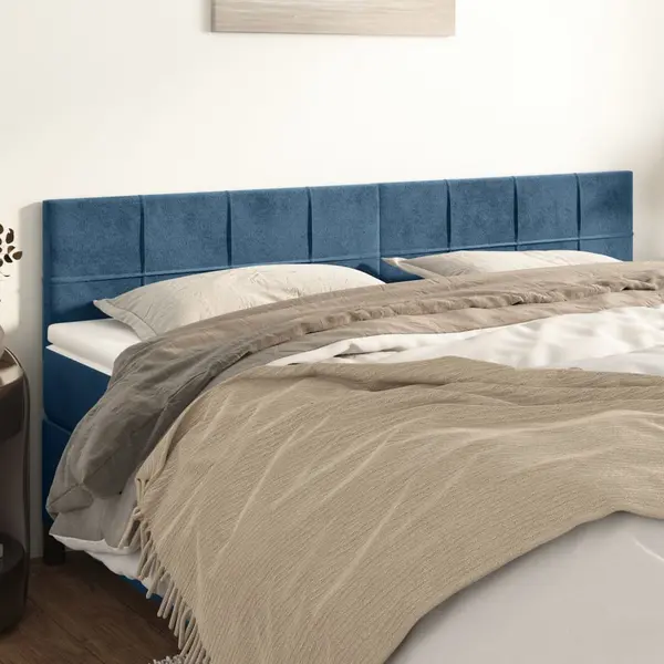 Gossi tablii de pat, 2 buc, albastru inchis, 90x5x78/88 cm, catifea