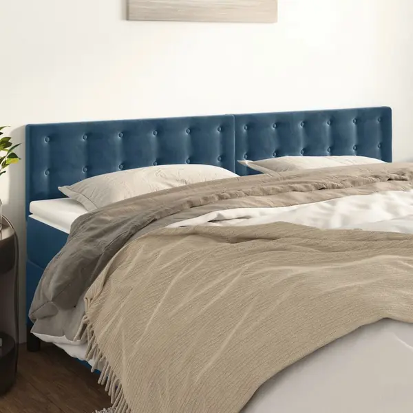 Gossi tablii de pat, 2 buc, albastru inchis, 90x5x78/88 cm, catifea