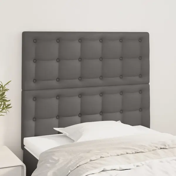 Gossi tablii de pat, 2 buc, gri, 100x5x78/88 cm, piele ecologica