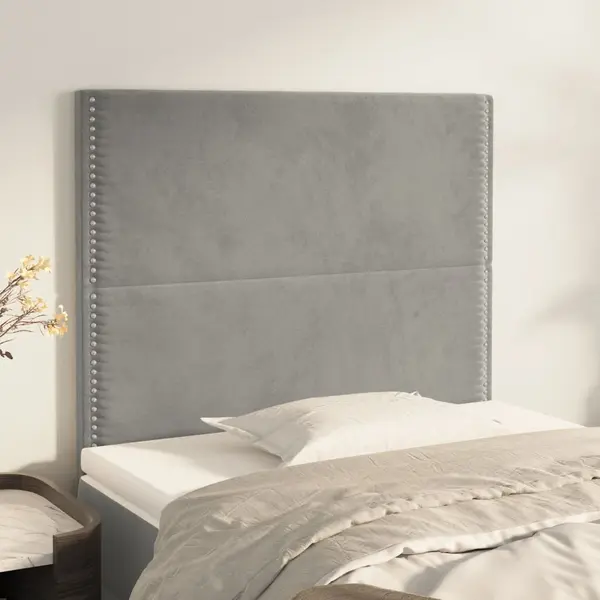 Gossi tablii de pat, 2 buc, gri deschis, 100x5x78/88 cm, catifea