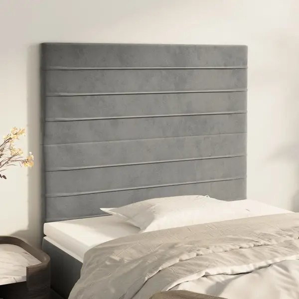 Gossi tablii de pat, 2 buc, gri deschis, 100x5x78/88 cm, catifea